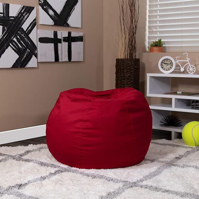 EMMA + OLIVER Small Solid Red Bean Bag Chair for Kids and Teens