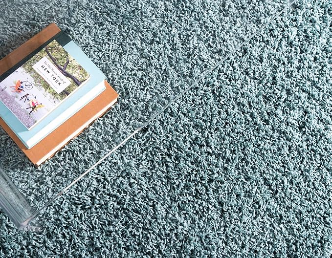 Unique Loom Solid Shag Collection Area Rug (8' x 10' Rectangle, Light Slate Blue)