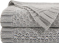 NTBAY Cable Knit Cooling Bed Blanket, Soft and Breathable Oversized Twin Bed Blanket 60x80 Inches Made from Rayon Derived from Bamboo for Bedroom, Travel, Silver Grey