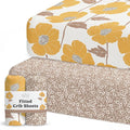 Crib Sheets Neutral - Fitted Baby Crib Sheets Bed for Girl Boy - 2 Pack Standard & Toddler Mattress (Poppy Fields) - Buttery Soft Organic Cotton Blend