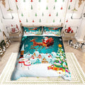 Manfei Christmas Duvet Cover Set King Size, Xmas Tree Snowman Bedding Set for Kids Boys Girls, Santa Claus with Reindeer Comforter Cover New Year Theme Quilt Cover with 2 Pillowcases, No Comforter