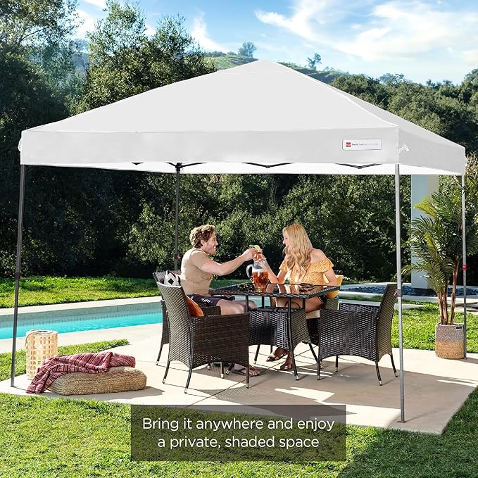 Best Choice Products 10x10ft 1-Person Setup Pop Up Canopy Tent Instant Portable Shelter w/ 1-Button Push, Case, 4 Weight Bags - White