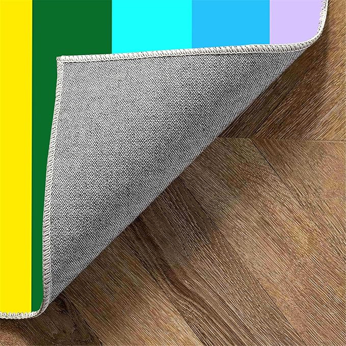 Soft Rainbow Area Rugs Girl's Bedroom Fluffy Colorful Rugs Furry Kids Play Mats Simple Rainbow Line Print Living Room Kids Room Nursery Home Decor 6x9ft