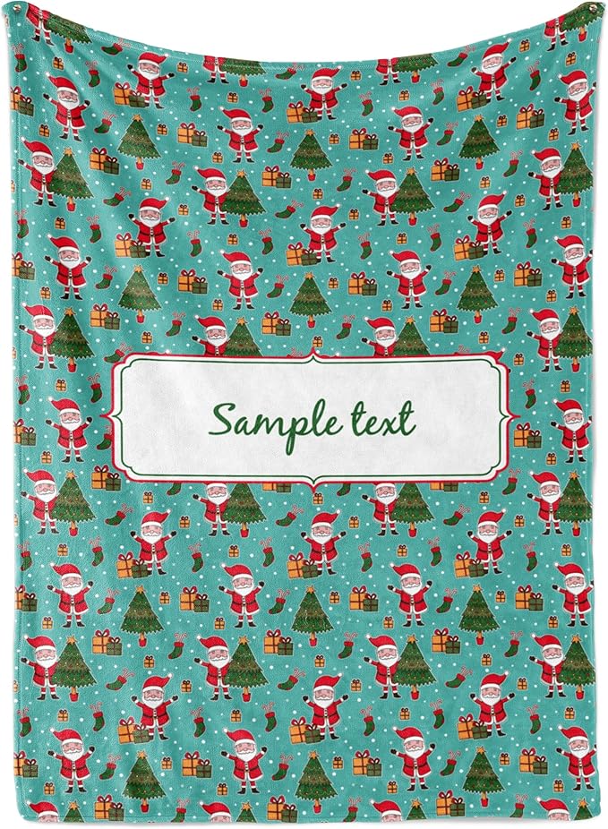 Personalized Santa Blanket - Ships Next Day, Printed in USA - Warm Fleece or Sherpa Sofa Throw for Christmas,Perfect for Bed or Couch - Customizable Family Throws (Sherpa 50x60)