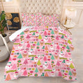 Pink Christmas Comforter Twin: Merry Xmas Santa Claus Bedding Set for Kids Teen Girls Boys Christmas Tree Snowman Elk Quilts Festival Decor Bed Set 1 Comforter & 1 Pillowcase