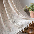 ENJOYBRIDAL Floral Curtains 84 Inch Length 2 Panels Crochet Lace Patchwork Drapes Semi-Sheer Boho Tassel Bedroom Living Room Farmhouse Beige Country Rustic Rod Pocket Window Curtain Panels