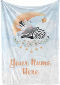 Personalized Baby Blankets with Name | Custom Zebra Newborn Blanket for Baby Girl and Baby Boy | Unisex Warm Soft Fleece Swaddle Blanket Minky | (Zebra, Fleece 50"x60")