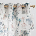 MYSKY HOME Floral Curtains 72 inch for Living Room Linen Semi Sheer Light Filtering Privacy Protect Lightweight Drapes Decor Farmhouse Soft Touch for Dining Room,Brown, 52" Wide, 2 Panels
