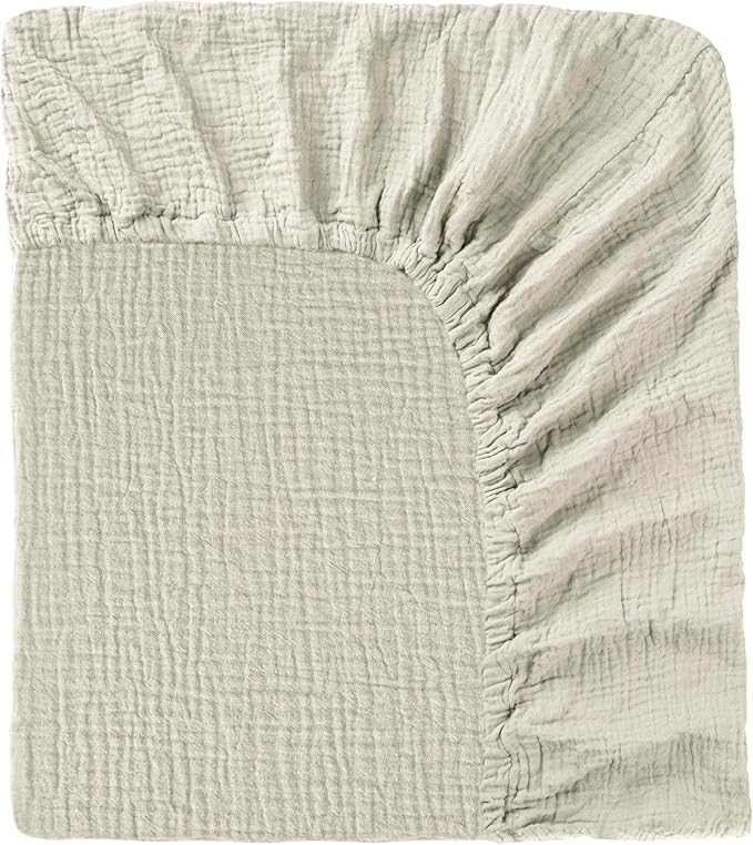 Muslin Crib Sheet – 100% Cotton Baby Fitted Sheet for Boys & Girls, Ultra Soft & Breathable, Snug Fit with 360° Elastic, Fits Standard Crib Mattress 28" x 52" & Toddler Beds.