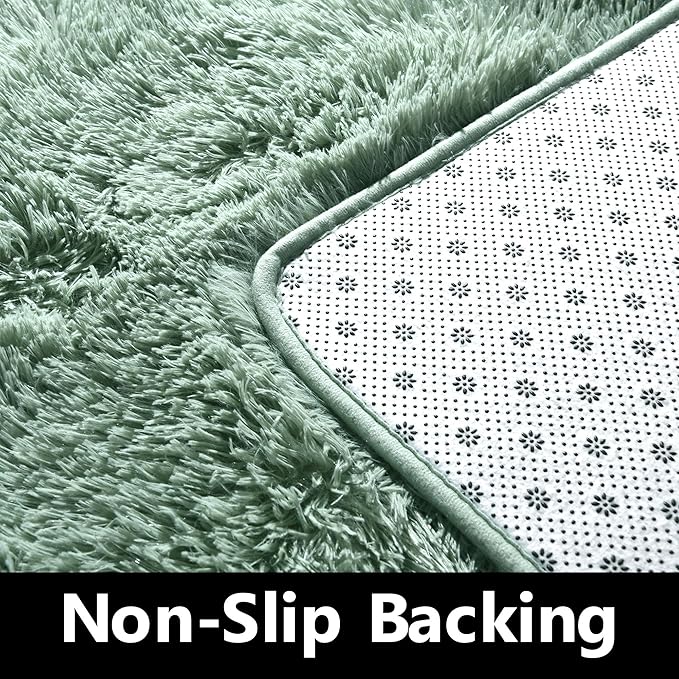 Sage Rug Collection - 6 x 9' Non-Slip Height Pile 1.4" Plush Rug Rubber Backing - Throw Rugs Carpet for Bedroom