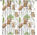 Forest Animal Curtains,Kids Home Bedroom Window Treatments, Cartoon Watercolor Bear Squirrel Woodland Animal Drapes 42x45 Inch