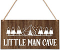 Camping Nursery Decor for Boys, 5"x10" Little Man Cave Wood Sign, Natural Baby Room Wall Decor, Woodland Playroom Decor, Gift for Baby Shower, Toddler Kids Bedroom Living Room Hanging Sign -A03