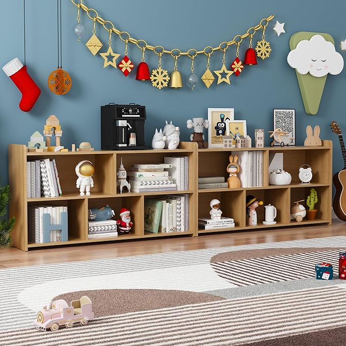 Book Shelf for Kids, 5 Cubes Storage Organizer Montessori Shelf, Wooden Kids Bookcase, Toy Storage Organizer for Children, Toddler Bookshelf Cube Shelf for Kid’s Room, Classroom