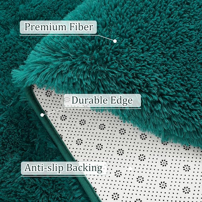 BENRON Fluffy Rugs for Living Room 6x9 Teal Green, Washable Large Area Rugs for Bedroom Dining Table Office Kids Nursery Room, Washable Indoor Floor Carpets