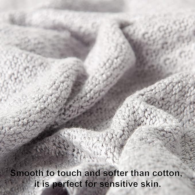 NTBAY Cable Knit Cooling Throw Blanket, Soft and Breathable Throw Blanket 51x67 Inches Made from Rayon Derived from Bamboo for Couch, Sofa, Nap, Silver Grey