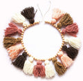 Decocove Tassel Garland - Boho Tassel Garland with Wood Beads - Wall Decor for Dorm, Girls Room and Nursery Room (43 inch) - Blush and Terra Cotta