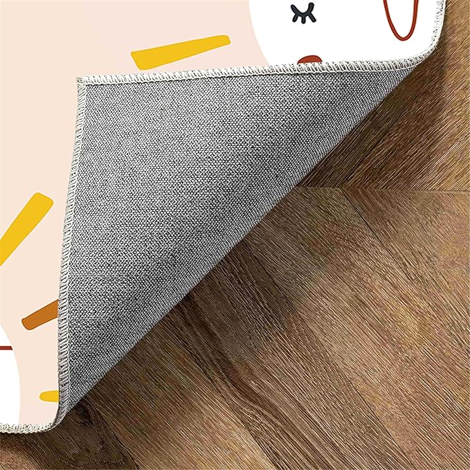 Children's Rug Living Room Plush Area Rugs Educational Rugs Soft Washable Non-Slip Rugs Simple Cute Sun and Love Prints Kids Room Nursery Decor Pink Rugs 2x5ft