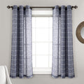 Lush Decor Farmhouse Textured Grommet Sheer Window Curtain Panel Pair, 38"W x 63"L, Navy