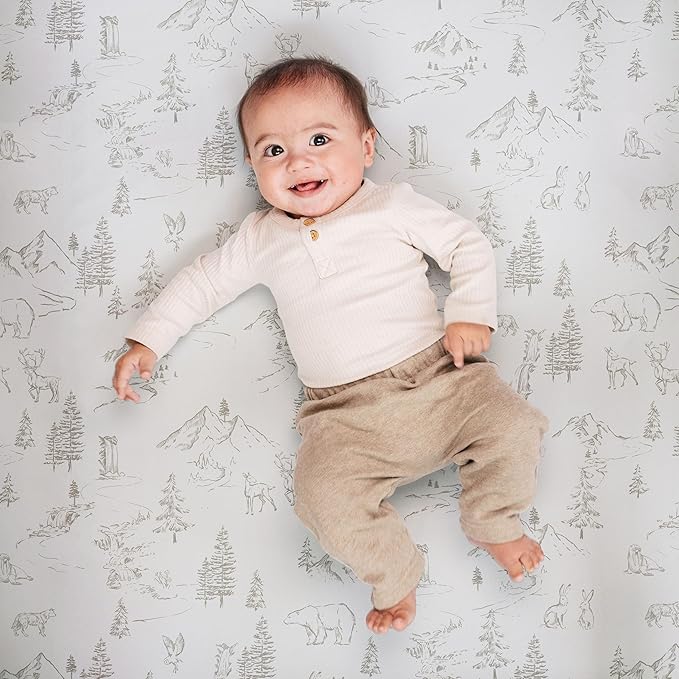 Crib Sheets Neutral - Fitted Baby Crib Sheets Bed for Girl Boy - 2 Pack Standard & Toddler Mattress - Buttery Soft Organic Cotton Blend (Arctic Journey)
