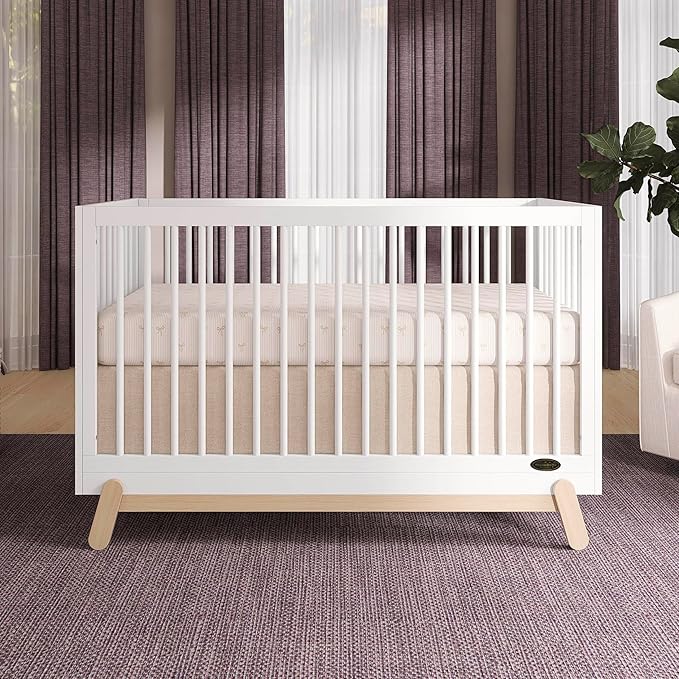 Dream On Me Hygge 5-in-1 Convertible Full-Size Baby Crib in Vintage White Oak, GreenGuard Gold & JPMA, Converts to Toddler, Day & Full-Size Bed, Adjustable Mattress Heights, Modern Nursery