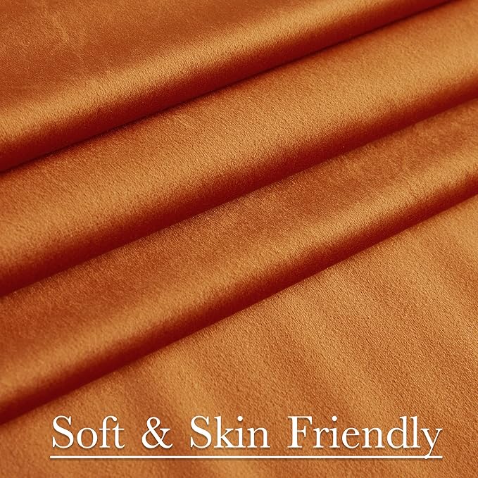 StangH Orange Velvet Curtains 96 inches, Back Tab Heavy Thick Living Room Drapes Light Blocking Privacy Protect Curtain Panels for Bedroom/Backdrops, W52 x L96, 2 Panels