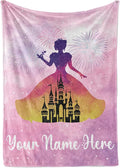 Personalized Princess Blanket for Girls - Ships Next Day, USA Made, Warm, Cozy, Soft Throw for Travel - Pink Room Decor - Plush Fleece or Sherpa Blanket with Custom Name (Sherpa - 50x60)