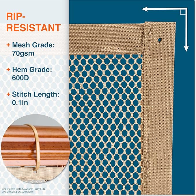 Roving Cove Stair Banister Guard 10ft x 3ft, Railing Safety Net for Baby Proofing, Child Safety Stairway Cover, Balcony Mesh Netting, Almond Brown