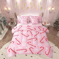 Erosebridal Xmas Candy Cane Queen Bedding Set 7 Piece,Merry Christmas Bed in A Bag for Kids Boys Girls,White Snowflake Comforter Set Pink Christmas Ornaments Sheet Set with Comforter