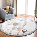SAFAVIEH Carousel Kids Collection Area Rug - 9' Round, Ivory, Geometric Design, Ideal for High Traffic Areas in Living Room, Bedroom, Dining (CRK120A)