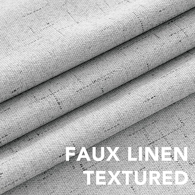 H.VERSAILTEX Linen Blackout Curtains Durable Thick Textured Linen Look 100% Blackout Patio Door Curtain Anti Rust Grommet Extra Wide Sliding Door Curtain Panel, Glacier Gray, W100 x L108 inch