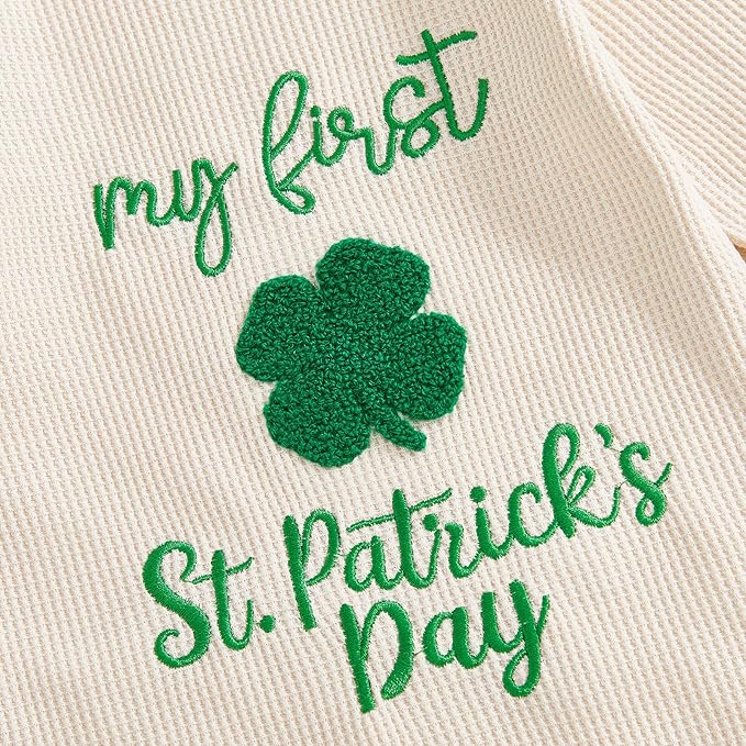 My First First St Patricks Day Baby Girl Outfit Newborn Lucky Clover Jumpsuit Romper Cute Infant Spring Clothes