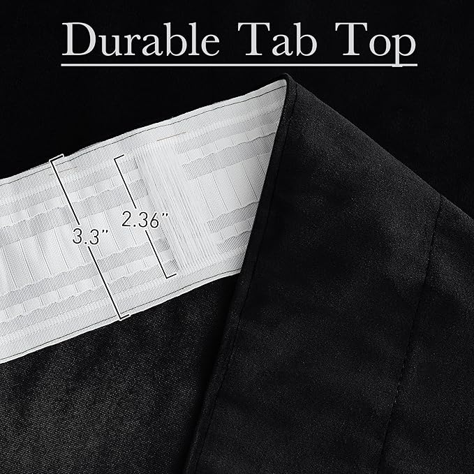 StangH Black Blackout Velvet Curtains 94 inches Long Back Tab Soft Thermal Insulated Room Darkening Window Drapes Home Decor for Bedroom Living Room, W52 x L94, 2 Panels