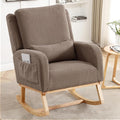 Rocking Chair Nursery,Sherpa Nursing Rocking Chairs, Upholstered Nursery Glider Rocker Wingback Morden Rocking Chair with Lumbar Pillow for Mom Nursery, Living Room, Bedroom, Teddy Coffee