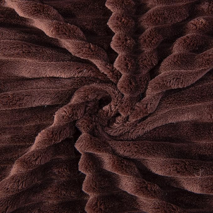 NTBAY Plush Soft Flannel Baby Blanket, Warm and Cozy Unisex Toddler Blanket with Stripe Pattern for Stroller, Crib, Travel, 30x40 Inches, Dark Brown