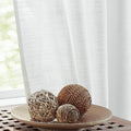 FMFUNCTEX Linen Semi Sheer White Curtains for Bedroom Living Room, Curtain Panels 63 Inch Length Sheer Linen Textured Window Drapes Farmhouse Light Filtering 2 Panels Rod Pocket