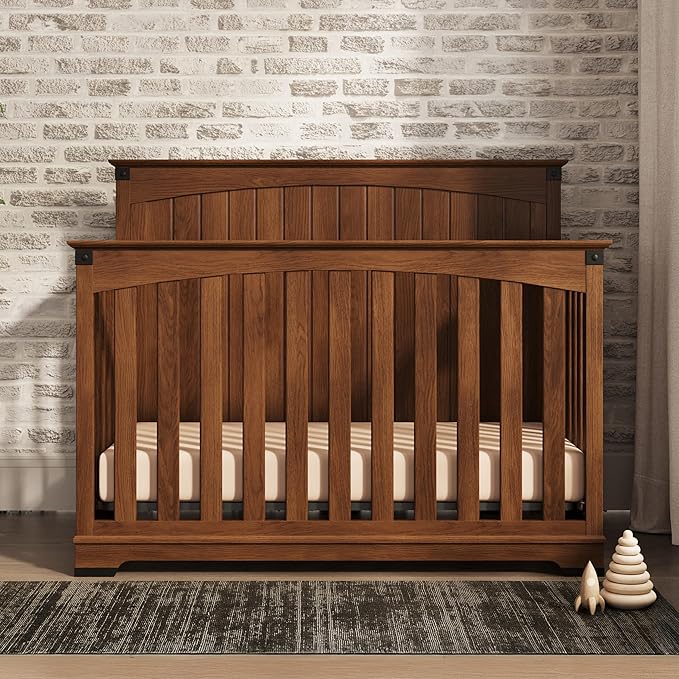 Child Craft Redmond Full Panel 4-in-1 Convertible Crib, Converts to Day Bed, Toddler Bed and Full-Size Bed, 3 Adjustable Mattress Positions, Non-Toxic, Baby Safe Finish (Coach Cherry)