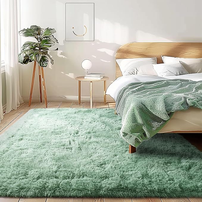 Sage Rug Collection - 8 x 10' Non-Slip Height Pile 1.4" Plush Rug Rubber Backing - Throw Rugs Carpet for Bedroom
