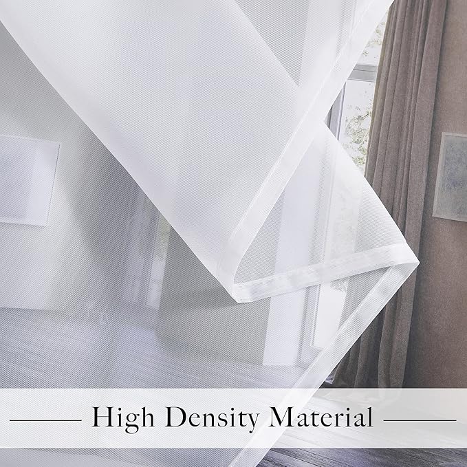 RYB HOME Sheer Curtains 4 Panels Set 108 Inches Long, Solid Voile Light Filtering Airy Curtains Window Treatment Drapes for Living Room, Elegant Bedroom Window Panels, White, Width 54, Grommet