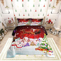 Manfei Christmas Comforter Set Twin Size, Snowman Xmas Tree Bedding Set 2pcs for Kids Boys Girls Room Decor, Santa Claus with Reindeer Quilt Set New Year Theme Duvet Set with 1 Pillowcase