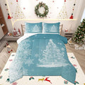 Castle Fairy Merry Christmas Full Size Comforter Set,Glitter Xmas Trees Shiny Light Decor Bedding Comforters Bedroom Collection,Blue Shiny Stars Snowflake Bedding Set for Girls Teens
