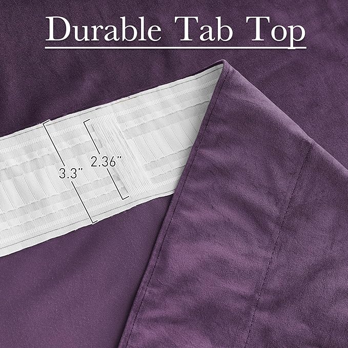 StangH Lavender Velvet Curtains 96 Inches Long, Room Darkening Soft Drapes for Bedroom, Thermal Insulated Window Treatment for Living Room, Rod Pocket Back Tab, W52xL96 inch, 2 Panels