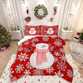 Feelyou Christmas Comforter Set All Season Snowman Red Bedding Set with 2 Pillow Cases Xmas Snowflakes Microfiber Kids Full Bedclothes Winter Snow Bedroom Decor Duvet Quilt Breathable Soft Lightweight