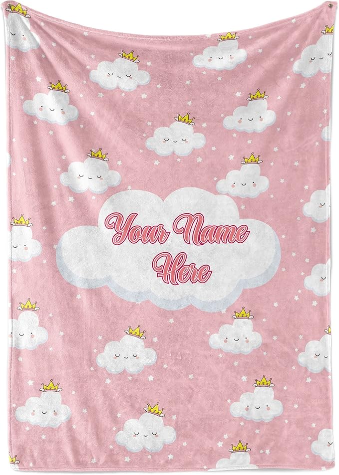 Personalized Cloud Blanket for Girls | Kids Cloud Unicorn | Custom Plush Fuzzy Rainbow for Toddler | Customized Little Girl Throw Blankets | Girl Sofa Bed Birthday| Fleece 60x80