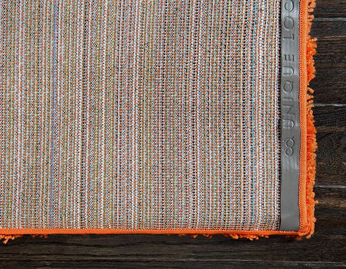Unique Loom Solid Shag Collection Area Rug (7' 10" x 10' Rectangle, Tiger Orange)