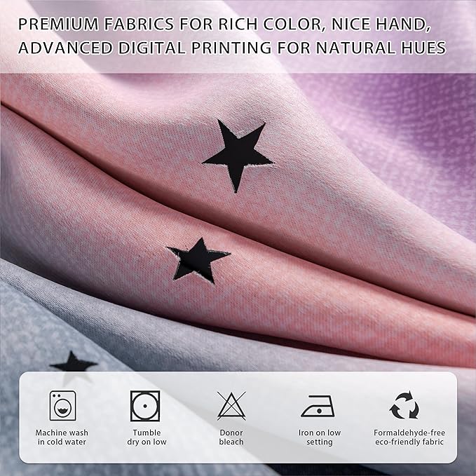 XiDi Blackout Curtains for Girls Bedroom Decor 45 inches Long Window Curtains Colorful Rainbow Design 2 Panel Sets, Kids Room Unicorn Princess Theme Home Decor Ombre Drapes Grey/Pink/Purple W34 X L45
