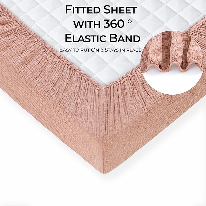Dreamology Pack and Play Sheets,Mini Muslin Crib Sheet,2 Pack,100% Cotton Crib Sheets,Soft,Breathable,Baby Crib Sheets,Girls,Boys,Pack n Play Sheets Fitted,24x38 Mini Crib Sheet | Rose