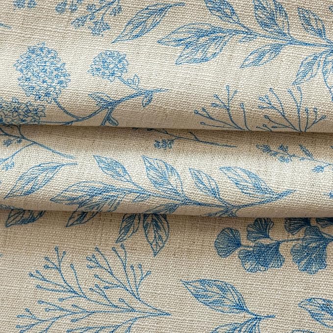 ENJOYBRIDAL Blue Floral Curtains 63 Inches Long 2 Panels Set Semi Sheer Living Room Drapes Boho Short Bedroom Farmhouse Window Curtain Panels Tassel Decorative Aesthetic Rod Pocket Window Treatments