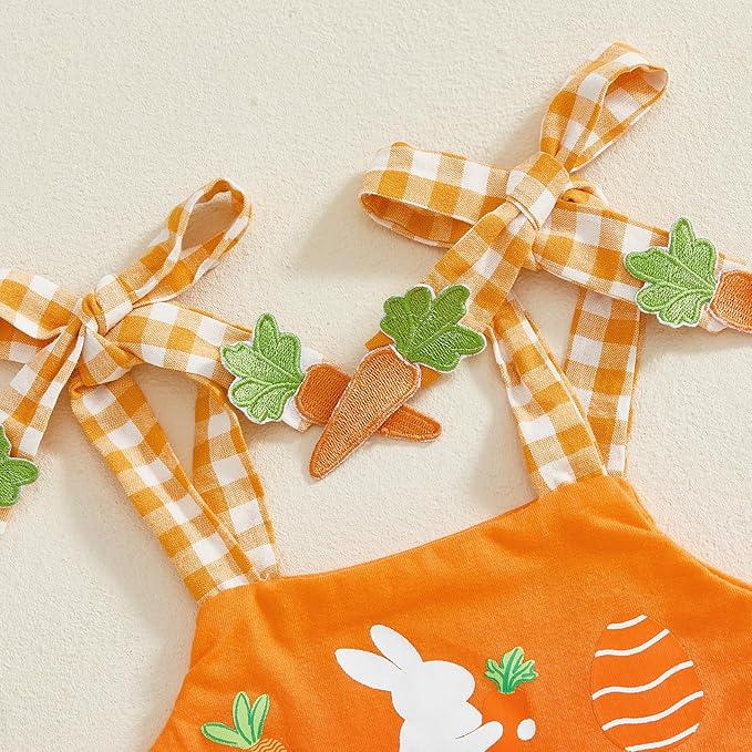 Thorn Tree Baby Girl Summer Outfits Sleeveless Easter Dresses for Toddler Girls Casual Plaid Shorts Bunny Spring Clothes