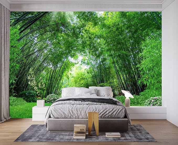 Green Bamboo Forest Wall Mural Wallpaper for Bedroom 178" x 117"