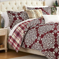 Southshore Fine Living, Inc. 5-Piece Christmas Comforter Set Queen, Red & White Christmas Bedding Set, Plaid Comforter Queen/Full, 2 Throw Pillows, 2 Shams, Holiday Bedding - Christmas Carol
